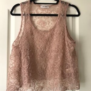 Free People Cropped Blush Shear Blouse